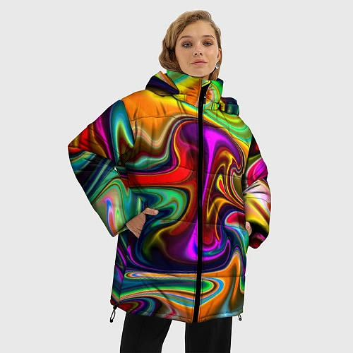 Женская зимняя куртка Неоновые разводы / 3D-Черный – фото 3
