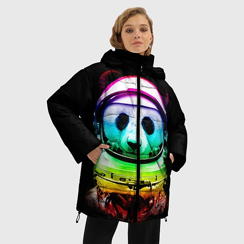 Женская зимняя куртка Панда космонавт / 3D-Черный – фото 3
