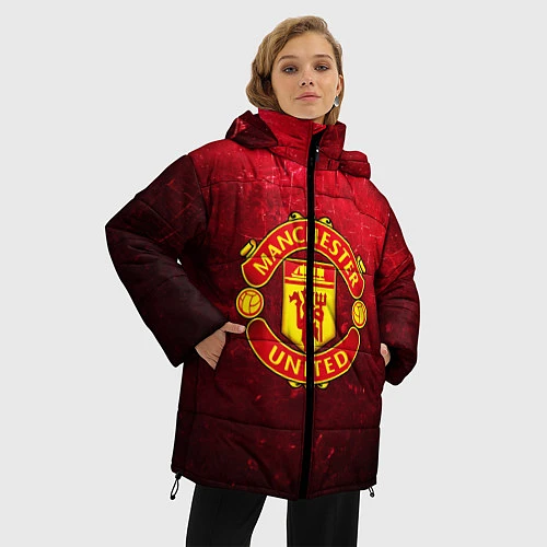 Женская зимняя куртка Манчестер Юнайтед / 3D-Черный – фото 3