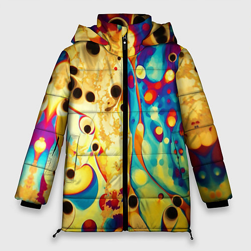 Женская зимняя куртка Абстракция кислотные метаморфозы / 3D-Красный – фото 1