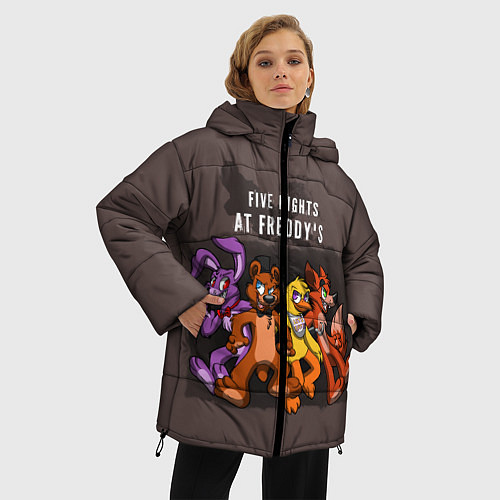 Женская зимняя куртка Five Nights At Freddy's / 3D-Красный – фото 3