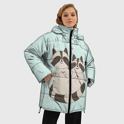 Куртка зимняя женская Влюбленные еноты, цвет: 3D-черный — фото 2