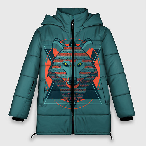 Женская зимняя куртка Геометрический волк / 3D-Красный – фото 1