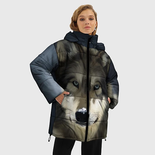 Женская зимняя куртка Зимний волк / 3D-Красный – фото 3