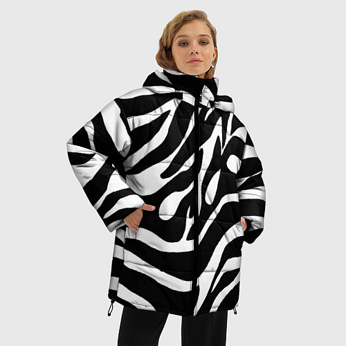 Женская зимняя куртка Зебра / 3D-Черный – фото 3