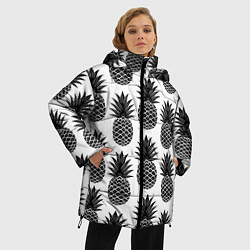 Куртка зимняя женская Ананасы 3, цвет: 3D-черный — фото 2