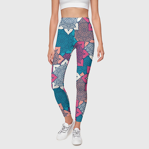 Женские легинсы Цветы мандалы / 3D-принт – фото 3