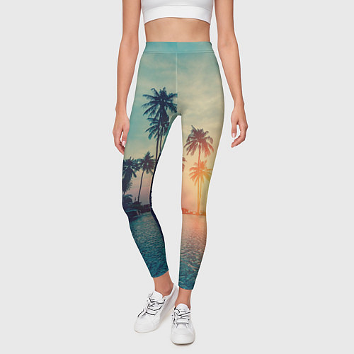 Женские легинсы Пальмы / 3D-принт – фото 3