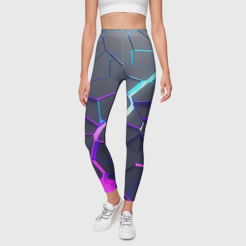 Женские легинсы НЕОНОВЫЙ РАЗЛОМ 3Д РАЗЛОМ / 3D-принт – фото 3
