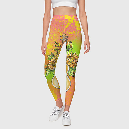 Женские легинсы Гитара и подсолнухи / 3D-принт – фото 3
