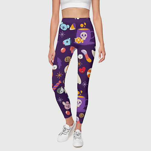 Женские легинсы HALLOWEEN BTS BT21 PATTERN БТ21 БТС ХЕЛЛОУИН / 3D-принт – фото 3