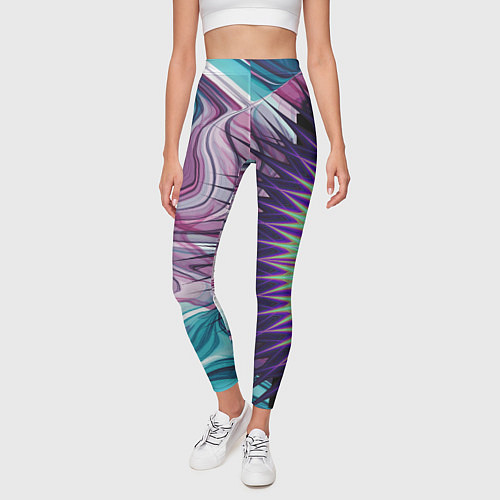 Женские легинсы Психоделика Мандала Волны / 3D-принт – фото 3
