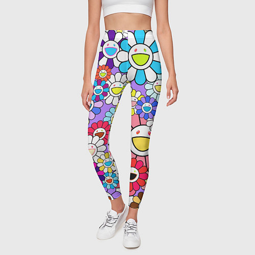 Женские легинсы Цветы Takashi Murakami / 3D-принт – фото 3