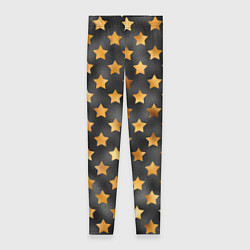 Леггинсы женские Золотые звезды на черном, цвет: 3D-принт