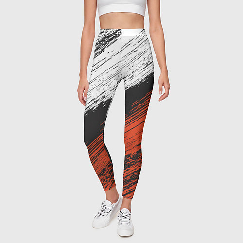 Женские легинсы БЕЛО-РЫЖИЙ ГРАНЖ / 3D-принт – фото 3