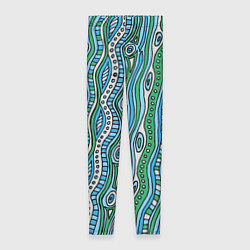 Леггинсы женские Разноцветная абстракция в стиле дудл Волны, линии,, цвет: 3D-принт
