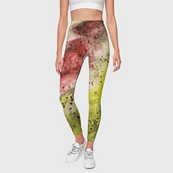 Леггинсы женские Абстракция Гранж Желтый и бордовый, цвет: 3D-принт — фото 2
