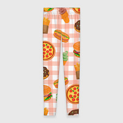 Леггинсы женские PIZZA DONUT BURGER FRIES ICE CREAM pattern, цвет: 3D-принт