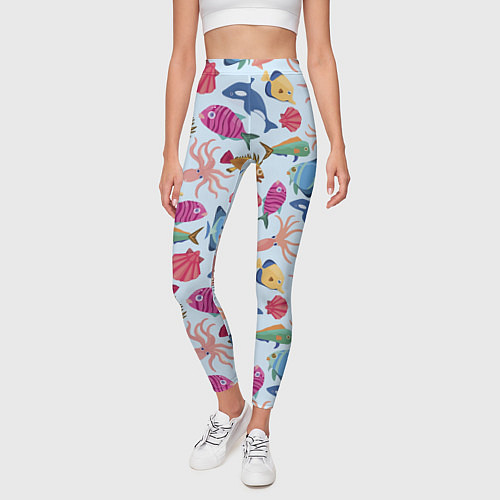 Женские легинсы Паттерн из морских жителей Лето / 3D-принт – фото 3