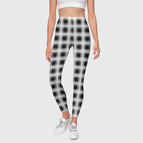Женские легинсы Black and white tartan check / 3D-принт – фото 3