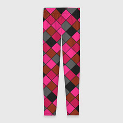 Леггинсы женские Розово-красный геометрический узор, цвет: 3D-принт