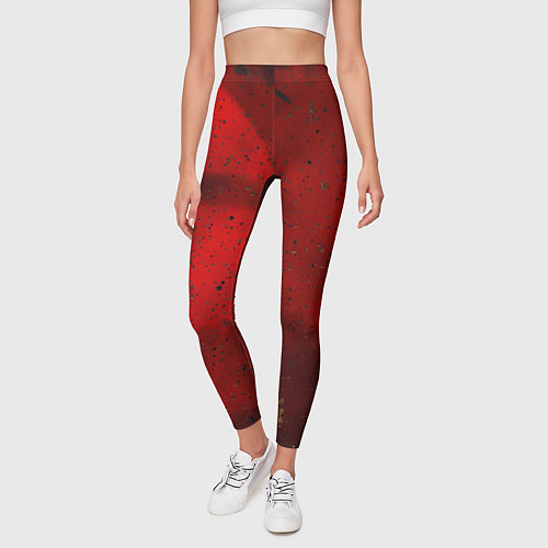 Женские легинсы Абстрактный красный дым и брызги тёмной краски / 3D-принт – фото 3
