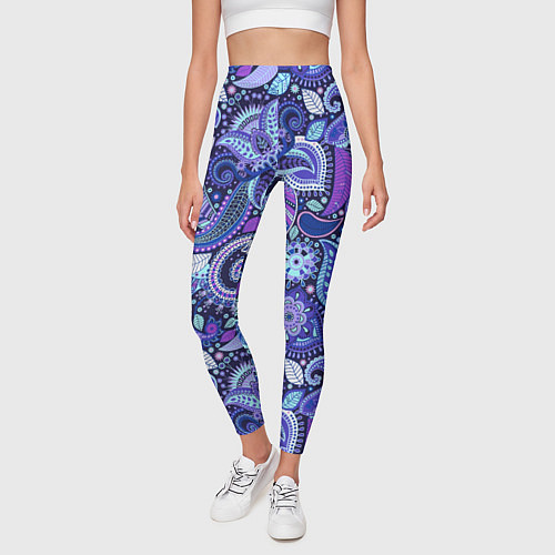 Женские легинсы Color patterns of flowers / 3D-принт – фото 3