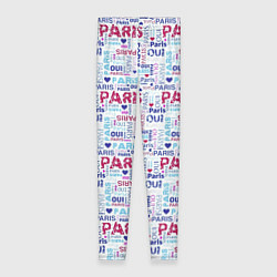Леггинсы женские Парижская бумага с надписями - текстура, цвет: 3D-принт