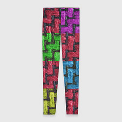 Леггинсы женские Грубая вязка - цветная клетка - fashion 2044, цвет: 3D-принт