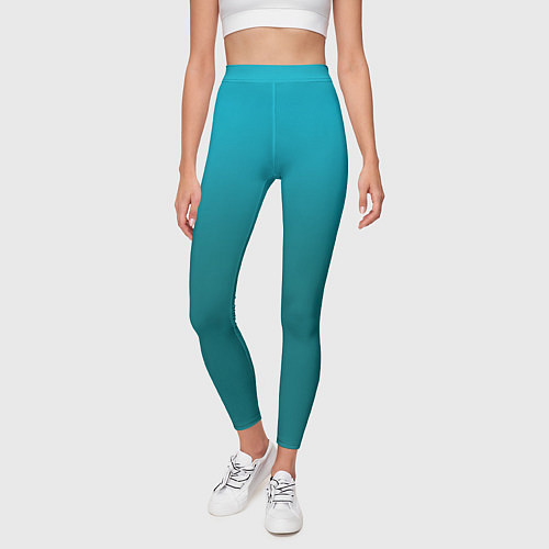 Женские легинсы Градиент бирюзовый / 3D-принт – фото 3
