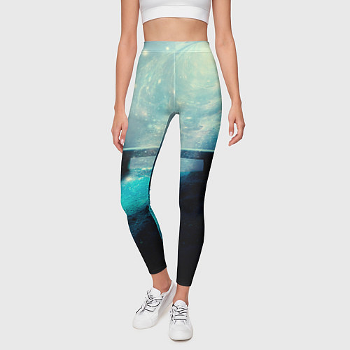 Женские легинсы Космические звёзды, небо и скамья / 3D-принт – фото 3