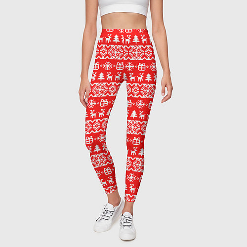 Женские легинсы New Years winter pattern / 3D-принт – фото 3