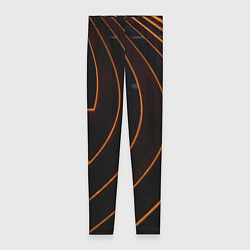 Леггинсы женские Чёрные полосы и неоновые оранжевые линии, цвет: 3D-принт
