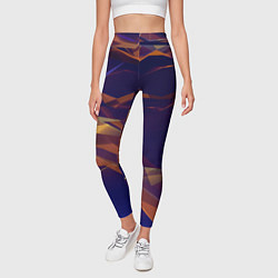 Леггинсы женские Бриллиантовые синие и оранжевые волны, цвет: 3D-принт — фото 2