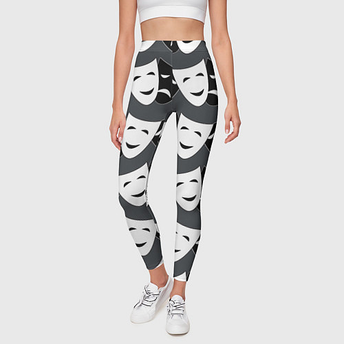 Женские легинсы Две маски / 3D-принт – фото 3