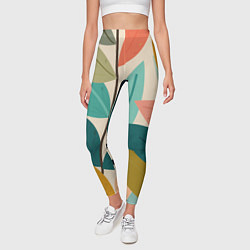 Леггинсы женские Паттерн стебли с разноцветными листьями, цвет: 3D-принт — фото 2