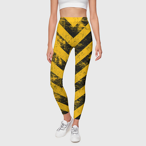 Женские легинсы WARNING - желто-черные полосы / 3D-принт – фото 3
