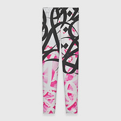 Леггинсы женские Черно-розовая каллиграфия, цвет: 3D-принт