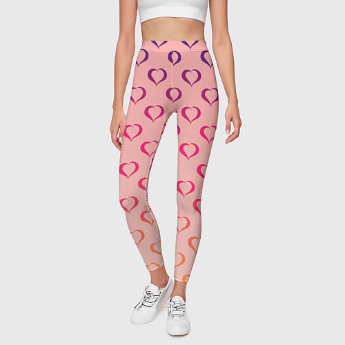 Женские легинсы Сердечный принт на день влюблённых / 3D-принт – фото 3