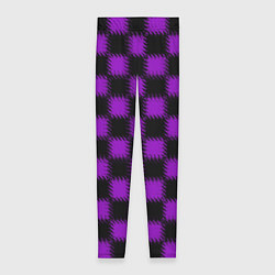 Леггинсы женские Фиолетовый черный узор Шахматка, цвет: 3D-принт