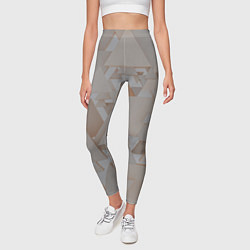 Леггинсы женские Геометрическое множество серых и бежевых треугольн, цвет: 3D-принт — фото 2