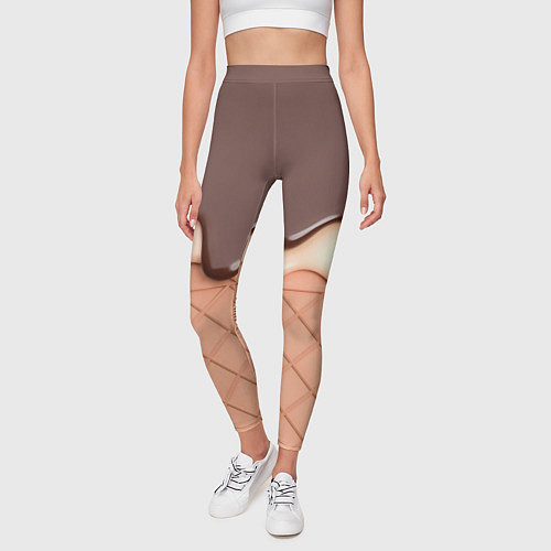 Женские легинсы Растаявший шоколад - вафельное мороженое / 3D-принт – фото 3