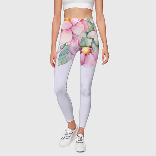 Женские легинсы Пастельные цветы акварелью - наверху / 3D-принт – фото 3