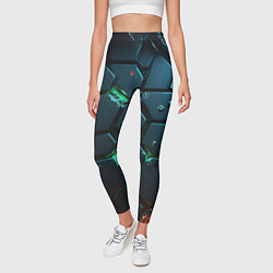 Леггинсы женские Плиты с зеленым неоновым светом, цвет: 3D-принт — фото 2
