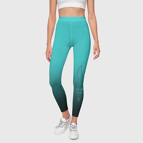 Женские легинсы Силуэт лисы на градиентном фоне / 3D-принт – фото 3