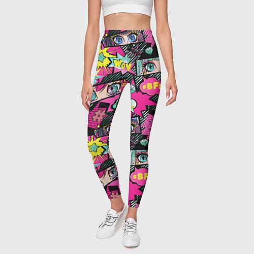 Женские легинсы Глаза аниме-девушки: cool pattern / 3D-принт – фото 3