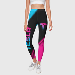 Леггинсы женские Tesla - neon gradient: надпись, символ, цвет: 3D-принт — фото 2