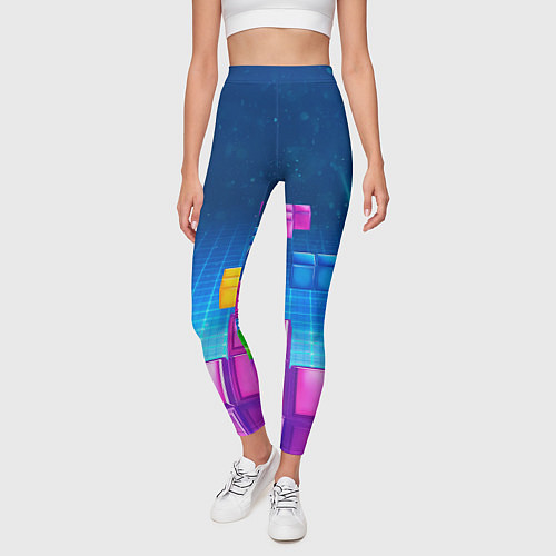Женские легинсы Падающие сверху блоки тетриса / 3D-принт – фото 3