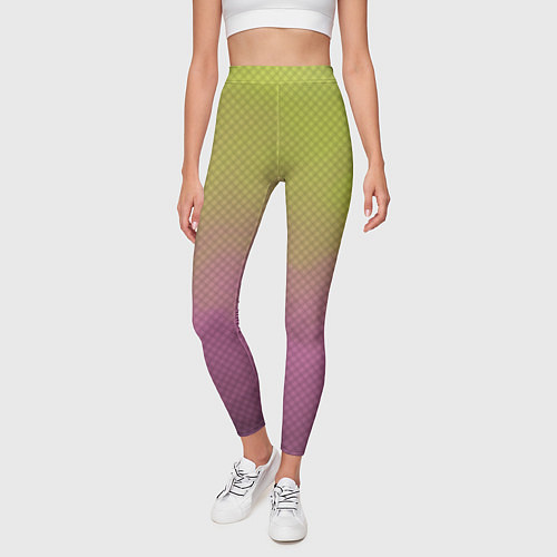 Женские легинсы Салатово-розовый дым - Хуф и Ся / 3D-принт – фото 3