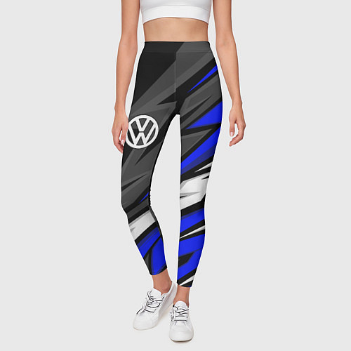 Женские легинсы Volkswagen - Синяя абстракция / 3D-принт – фото 3